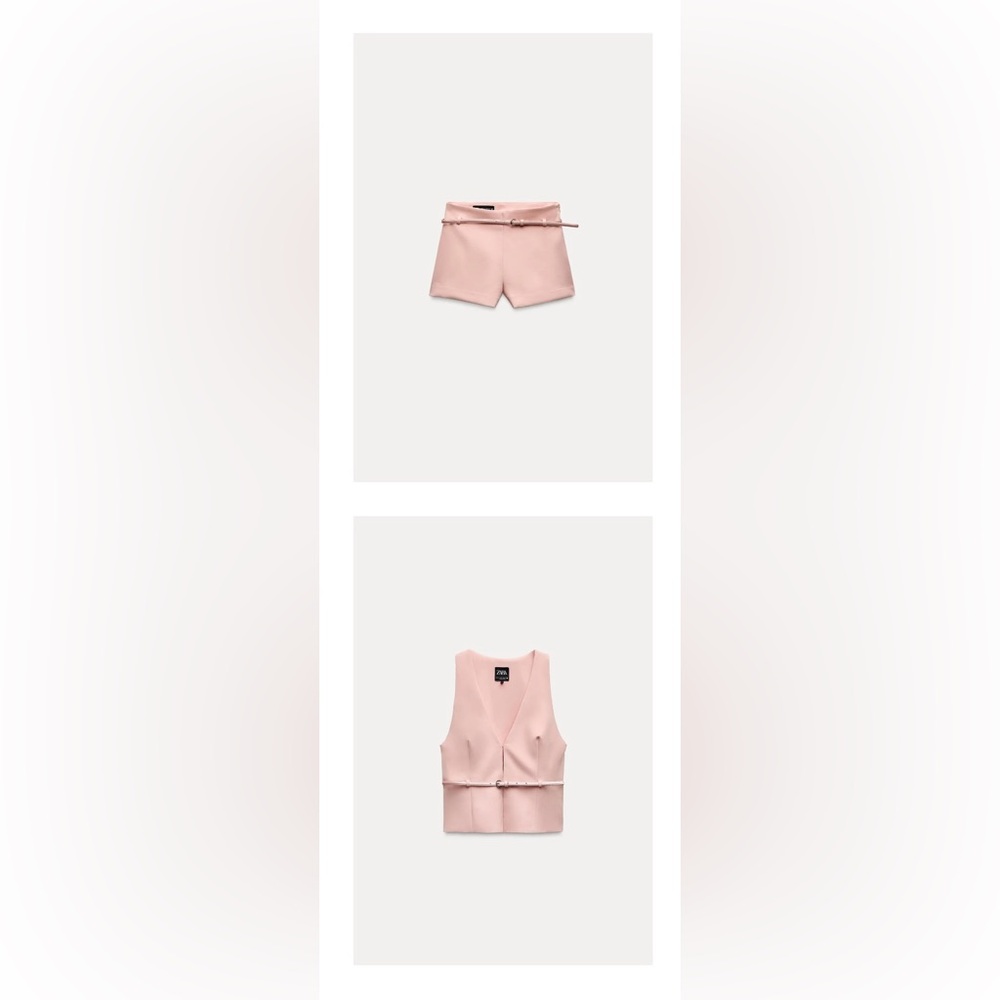 Zara Pink Coral Set - Belted Shorts & Belted Vest Top